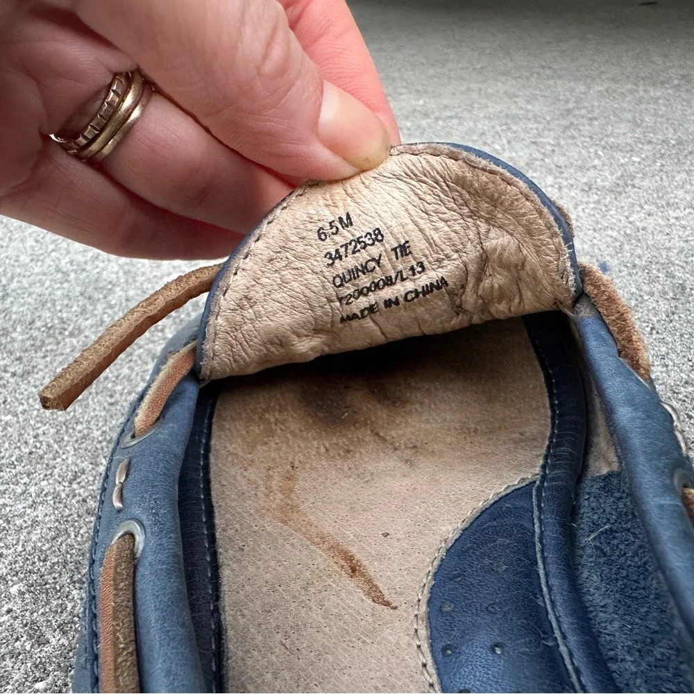 Frye Quincy Tie Blue Leather Boat Shoes Women’s Size 6.5M